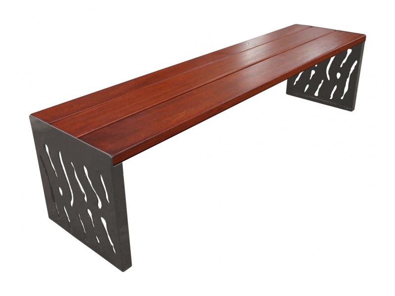 Venice træ og stål bænk "Mahogni" u/ryglæn