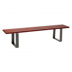 Riga Bænk i Mahogni træ m/stål ben u/ryglæn